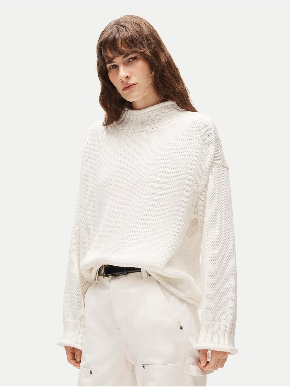 J.Crew Ivory Knit Mock-Neck Sweater - Women